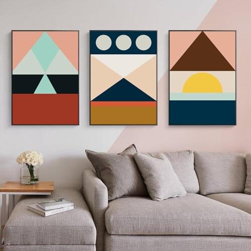 Colorful Geometry Splice Posters and Prints Wall Art Canvas Painting Great Paint Wall Pictures for Living Room Home Decoration