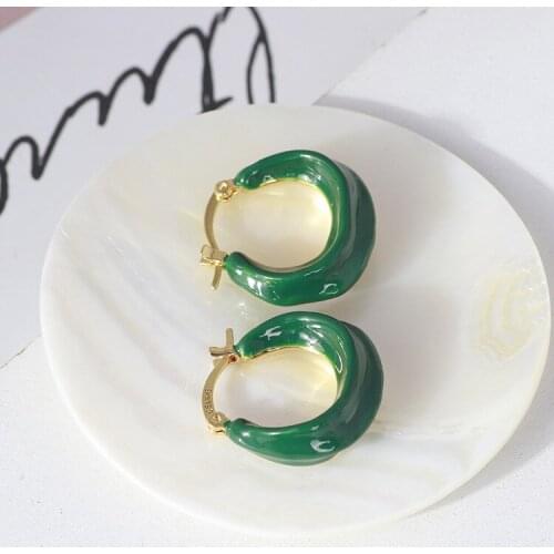 Metallic color enamel port style small earrings