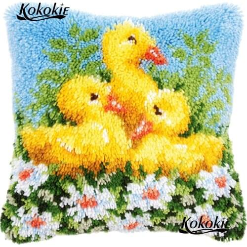 Diy hook and latch kits cross stitch sets sale Embroidery Pillowcase duck Needlework Crocheting Rug Kits cushion 3d carpet
