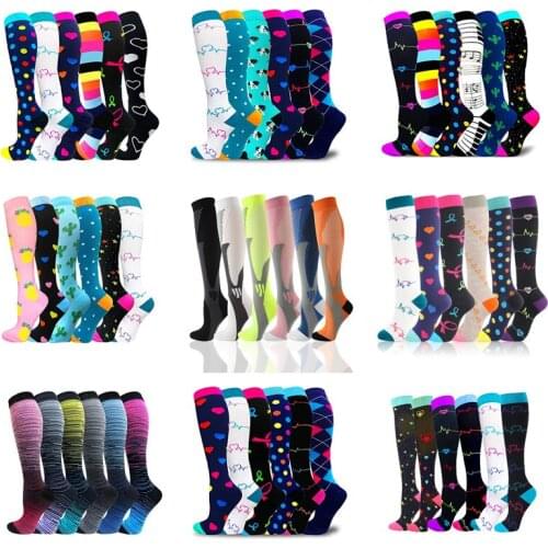 Compression Socks Set 20-30 Mmhg Best Graduated For Athelete Varicose Veins Men Women For Outdoor Sports Running Hiking Cycling