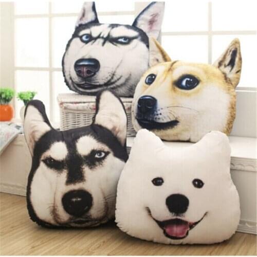 2019 New Plush 3D Printed Samoyed Husky Doge Dog Throw Creative Pillow Cushion Home Decoration