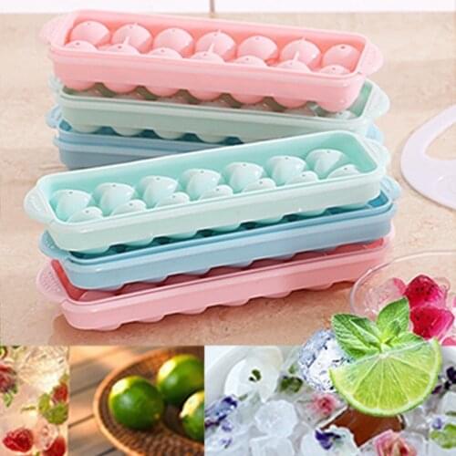 Plastic Molds Ice Tray 14 Grid 3D Round Ice Molds Home Bar Party Use Round Ball Ice Cube Makers Kitchen DIY Ice Cream Moulds