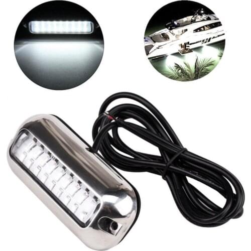 27LED Boat Transom Light Stainless Steel White Underwater Pontoon Boat Fishing Water Landscape Lighting Boat Accessories