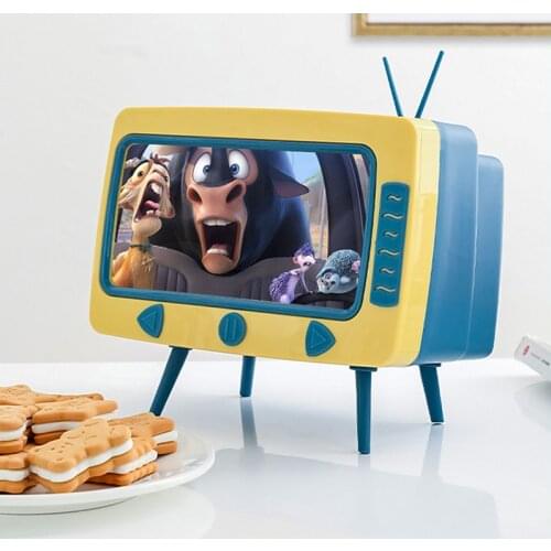 Simple TV Tissue Box Desktop Paper Holder Dispenser Storage Napkin Case Organizer with Mobile Phone Holder