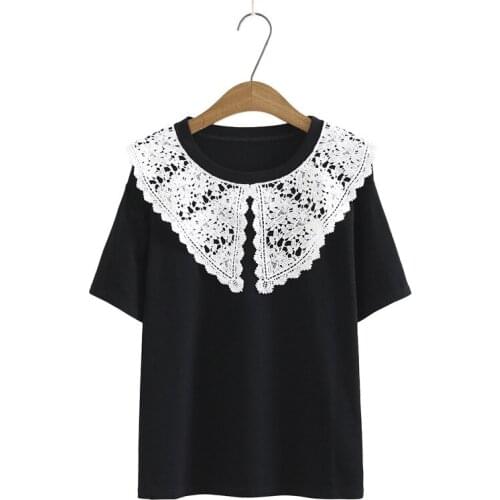Plus Size XL-4XL Womens White Black Summer Tshirts Casual Slim Tops Female Shirts