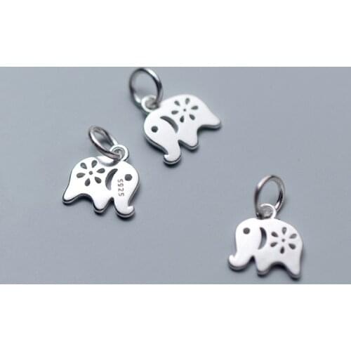 S925 Sterling Silver Hollow Elephant Pendant DIY Jewelry Making Earrings Bracelet Necklace Accessories Supplies for Jewelry