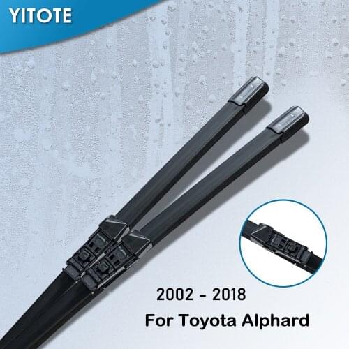 YITOTE Wiper Blades for Toyota Alphard Vellfire ANH10 / ANH20 / AGH30 Fit Hook / Push Button Arms Model Year from 2002 to 2018