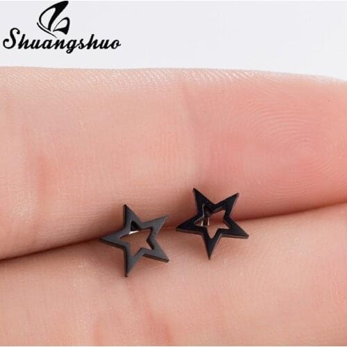 Shuangshuo 2018 New Arrivals Star Stainless Steel Earrings Hollow Star Earrings Notch Five-pointed Star Stud Earrings For Women