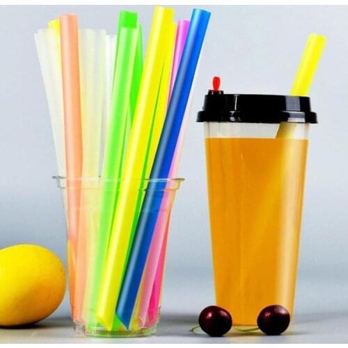 100pcsx21cm Colorful Bubble Tea Milk Drinking Straws Boba Tea Smoothie Straw Bar Party Supplies Disposable Big Wide Straw