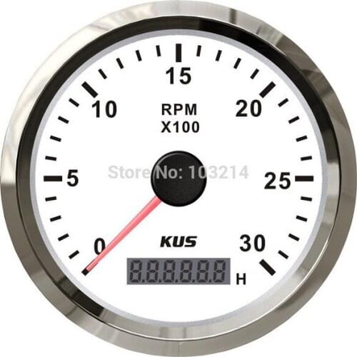 KUS Tachometer 85mm/ white faceplate stainless steel bezel boat car tachometer 0-3000rmp 3KL for diesel engine