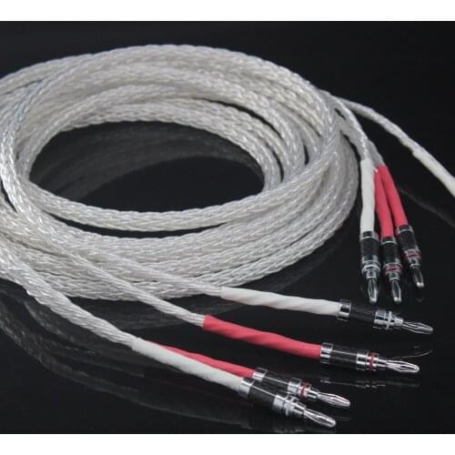 High Quality 1Pair USA Kimber 8AG Silver speaker cable hifi Carbon Fiber Banana Plug speaker wire