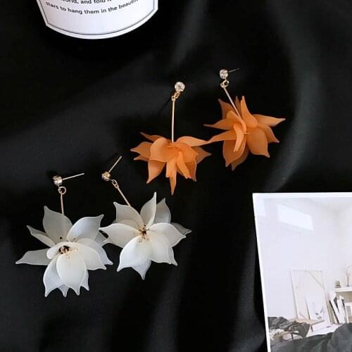 Stud Earrings Womens New Summer Lotus Morning Flower Eternal Flower Pendant Earrings Womens Jewelry Long Tassel Earrings