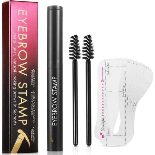 1 set Eyebrow Stamp Shaping Makeup Waterproof Brow Powder Natrual Eye Eyebrow Stick Hair Line Contour Brown Black 3 Color
