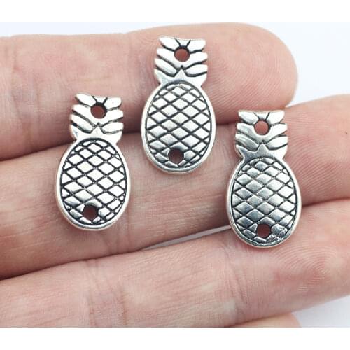 10Pcs 11*21mm Antique Silver Color Zinc Alloy Pineapple Charms Necklace Connector Pendant Accessory Charms For Jewelry Making