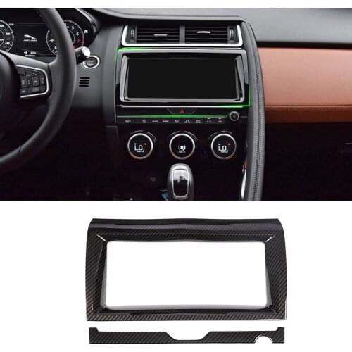 2pcs Carbon Fiber Style ABS Plastic Stickers Car Interior Navigation Frame Trim for Jaguar E-PACE 2018 2019 Models Accessories