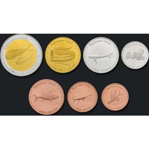 Nightingale Island 7 Coin Full Set 2011 Genuine Original Coins 100% Real Issuing Collection Coins Unc