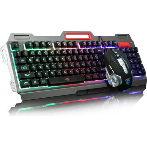 2021 Rainbow Yellow LED Backlight USB Wired Pro Gaming Keyboard Gamer Keyboard+6 Buttons 3200 DPI Pro Gaming Mouse Game Mice