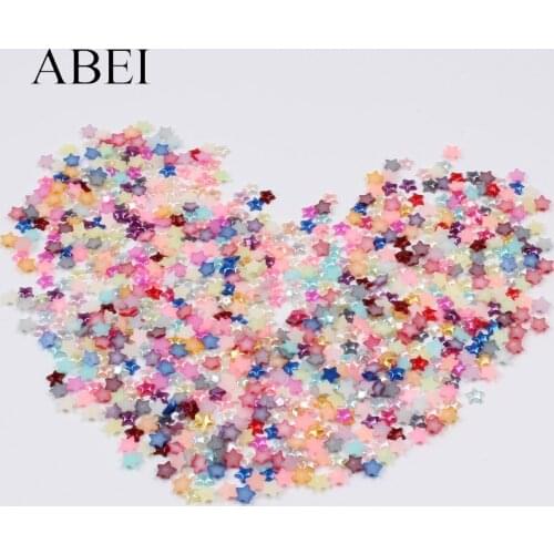 500pcs 6mm ABS Flatback Star Pearls Bead Loose Beads DIY Handmade Ornaments
