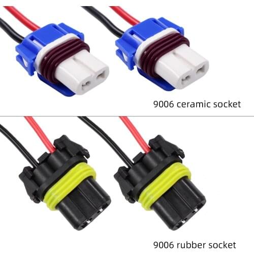 YUNPICAR 2PCS 9006 HB4 Ceramic Female Socket Adapters Wiring Harness For Headlights Fog Lamps