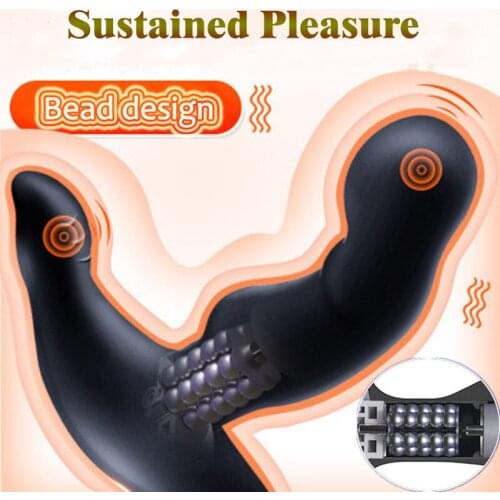 Rotating Beads Vibrating Anal Plug Prostate Massage Vibrator Scrotum Stimulation Silicone ButtPlug Masturbation Sex Toys For Men