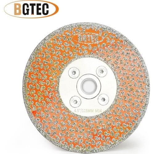 BGTEC 4.5" Electroplated diamond cutting & grinding disc M14 flange Single side coated 115mm granite marble diamond saw blade