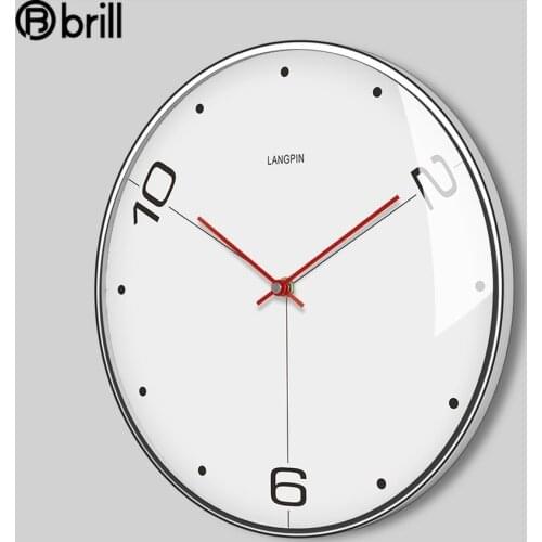 Nordic Large Wall Clock Modern Design Living Room Bedroom Office Metal Clocks Wall Watch Simple Europe Style Slivery Wall Clock