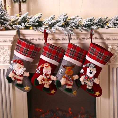 Large Christmas Doll Stocking Christmas Decorations Childrens Gift Bag Candy Holder Bag Fireplace Home Decor New Year