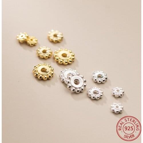 925 Sterling Silver flower spacer beads Oxidized silver DIY Jewelry Bracelet spacers Necklace Findings plated gold
