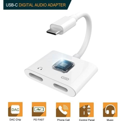 THT-006-2+ Type C to Dual Type-C Digital Audio Splitter Adapter For Smartphones PD Fast Charger Audio Cable