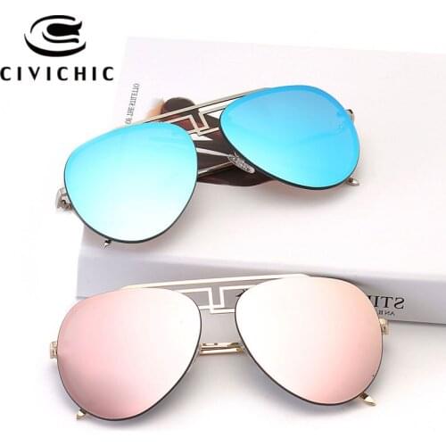 CIVICHIC 2017 New Fashion Sunglasses Brand Designer Men Women Oculos De Sol Mirror Plated Glasses Unique Bridge UV400 Gafas E374