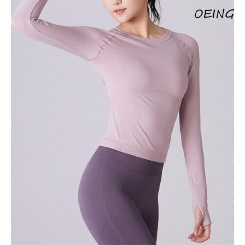 Joggers Seamless Yoga Tops Long Sleeve Casual Tights Stretchy Workout Gym Shirts 2021