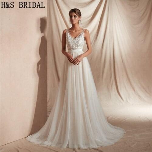 H&S BRIDAL Beach Wedding Dresses A line simple bride wedding gowns vestidos de novia wedding guest dresses
