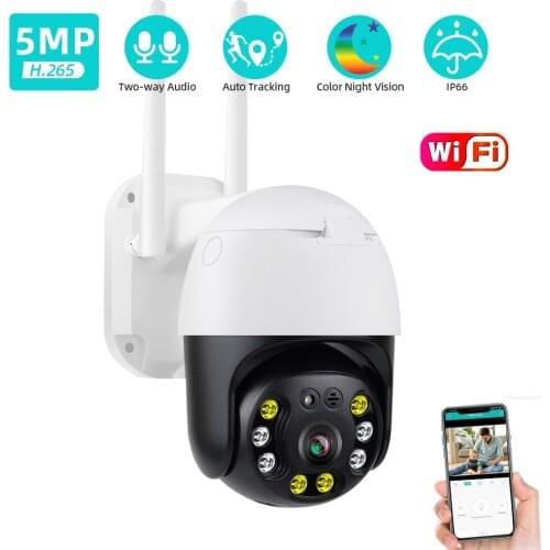 5MP HD WiFi IP Camera PTZ Auto Tracking Security Dome Camera Outdoor CCTV Wireless Surveillance Camera Two Way Audio Onvif 2MP