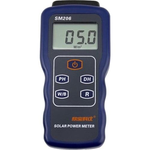 Solar Power Meter SM206 Precise Light Meter Solar Radiation Tester Optical Solar Research Glass Light Intensity Data Peak Hold