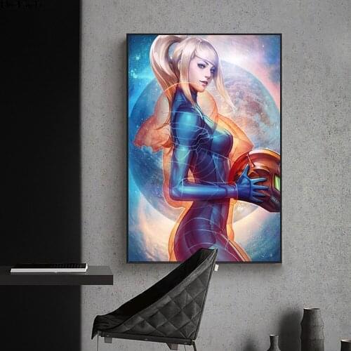 Samus Aran Game Canvas Prints Picture Modular Paintings For Living Room Poster On The Wall Home Decoration