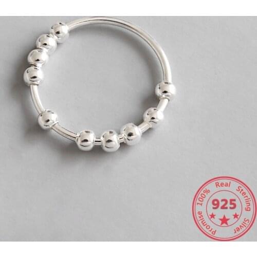 100% 925 Sterling Silver Beaded Open Rings For Women 2018 New Trend INS Simple Style Lady Fashion Jewelry