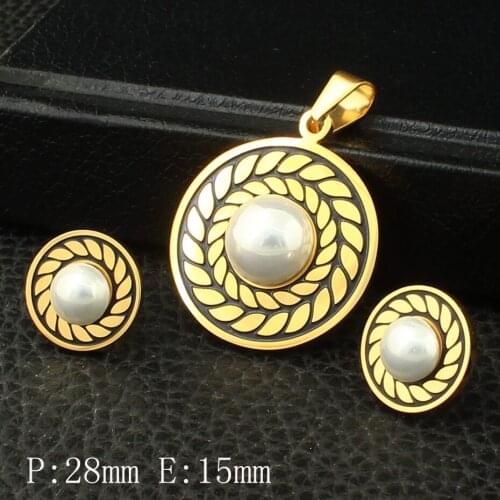 New Fashion Pattern Stainless Steel Jewelry Gold And Silver Color pendant and Stud Earring sets For Women Wholesale SBJZBCBG