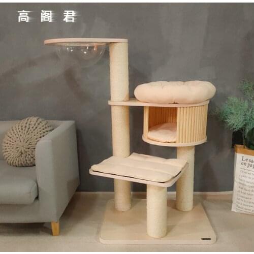 Cat Climbing Frame Cat Litter Cat Tree Solid Wood Through Sky Column Large Cat Villa Cat Scratching Column Space Capsule