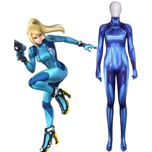 METROID Samus Aran Cosplay Costumes 3D Printed Zentai Suit Halloween Catsuit
