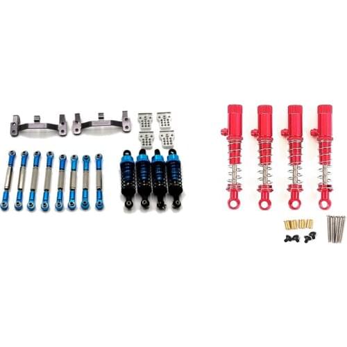 Upgrade Metal Pull Rod Tie Rod Pull Rod Base Shock Absorber with 4Pcs Metal Shock Absorber Damper for WPL