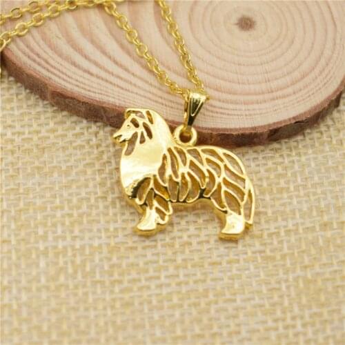 LPHZQH Fashion Boho Chic Cute Dog Standing Rough Collie Necklace Women Choker Pendant Necklace Collars Jewelry Christmas Gift