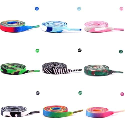 Fashion Printed Shoelace Colorful Pattern Flat Shoelaces Candy Color Gradient Shoe Laces Casual Shoe Rope Canvas Shoes Strings