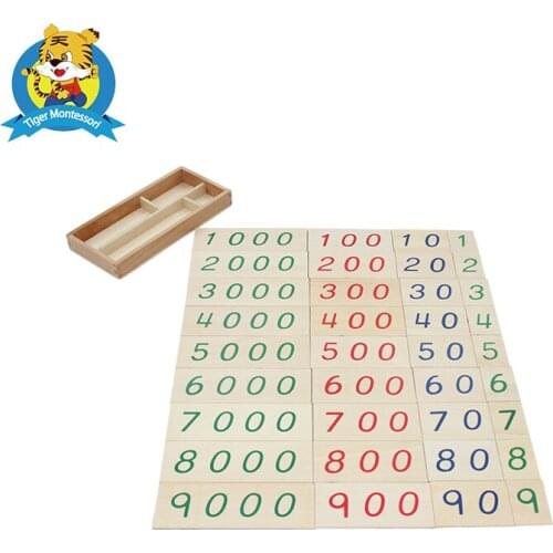 Montessori mathematics Large Wooden Number Cards With Box (1-9000) toy