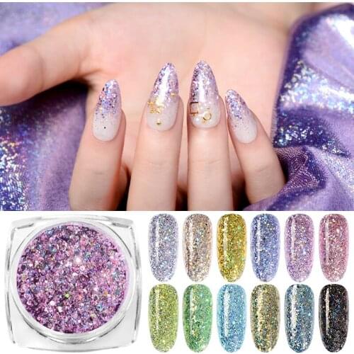 Mtssii Chameleon Magic Mirror Glitter Nail Flakes Sequins Powder Gold Silver Red Irregular Paillette Manicure Nail Decoration
