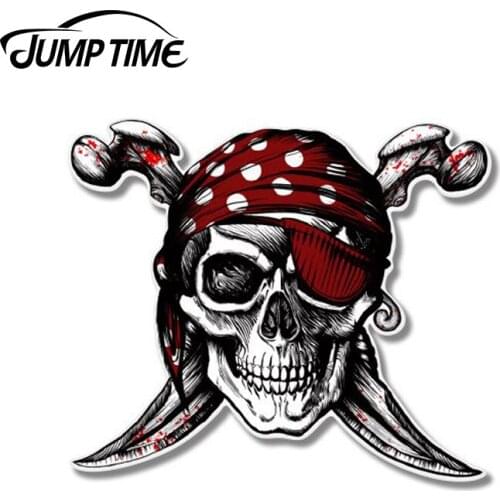 JumpTime 13cm x 11.22cm Cool Car Accessories Pirate Skull Jolly Roger Decal Motorcycle Helmet Car Stickers Window Bumper Vinyl