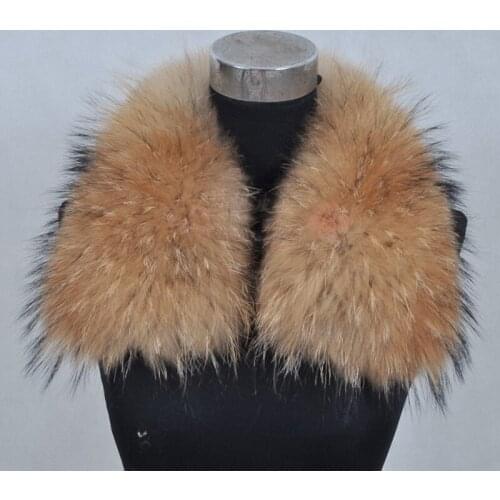 Genuine Natural Raccoon Fur Detachable Collar Scarfs Fashion Coat Sweater Detachable Luxury Fur CollarTKC005-55X18cm