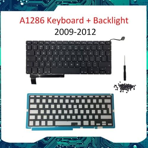 New A1286 Keyboard w/ backlight screwdriver screws set for Macbook Pro 15" Keyboard Repair Replacement 2009-2012