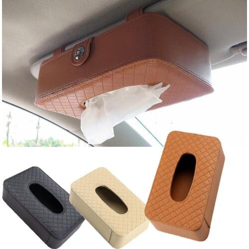 21x12x6.3cm Car Tissue Box Holder Microfiber Leather Sun Visor Hanging Napkin Storage Box for Auto Organizer Accessories