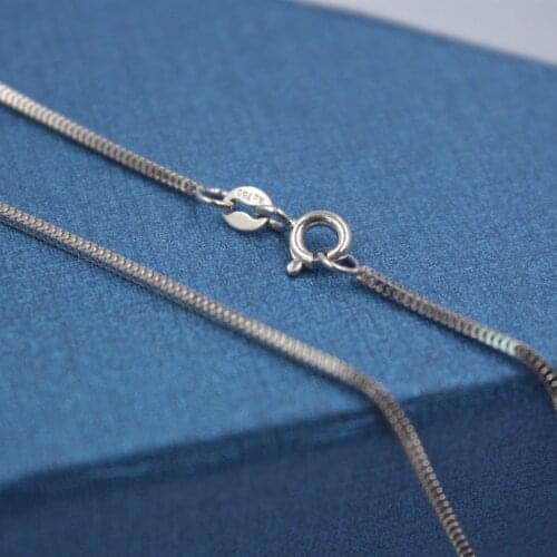 New Solid 18K White Gold Necklace 1mm Box Link Chain Necklace 18 Inches Stamped Au750 For Women Wedding Party