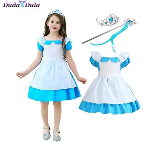 Dresses For Girls Princess Girls Dresses 100% Cotton Print Baby Girl Strap Dress Kids Costumes Clothing Snow White Alice infant